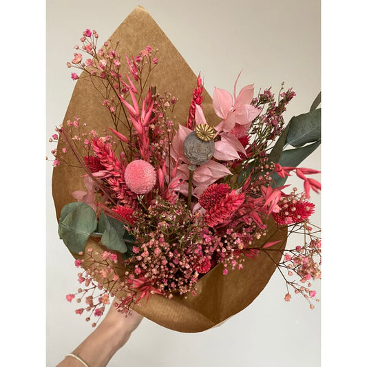 Bouquet fleurs séchées rose