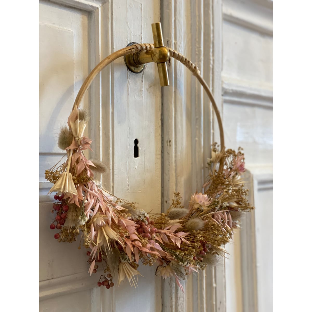 Couronne fleurs séchée murale en osier