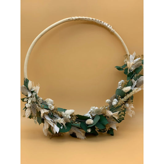 Couronne fleurs séchées en osier épais