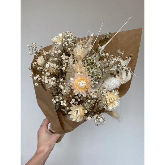 Bouquet fleurs séchées blanc