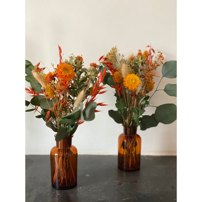 Petit bouquet fleurs séchées orange taille S vase